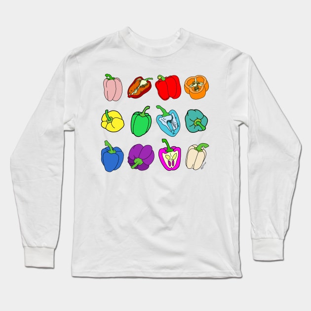 Rainbow Bell Peppers Paprika Long Sleeve T-Shirt by notsniwart